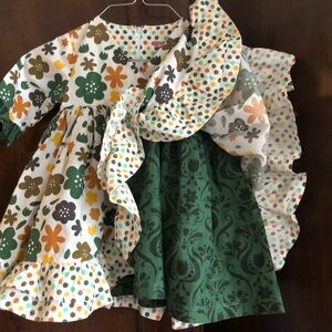 AWESOME Jelly the Pug crisp cotton dress size 24 months ruffles long sleeve